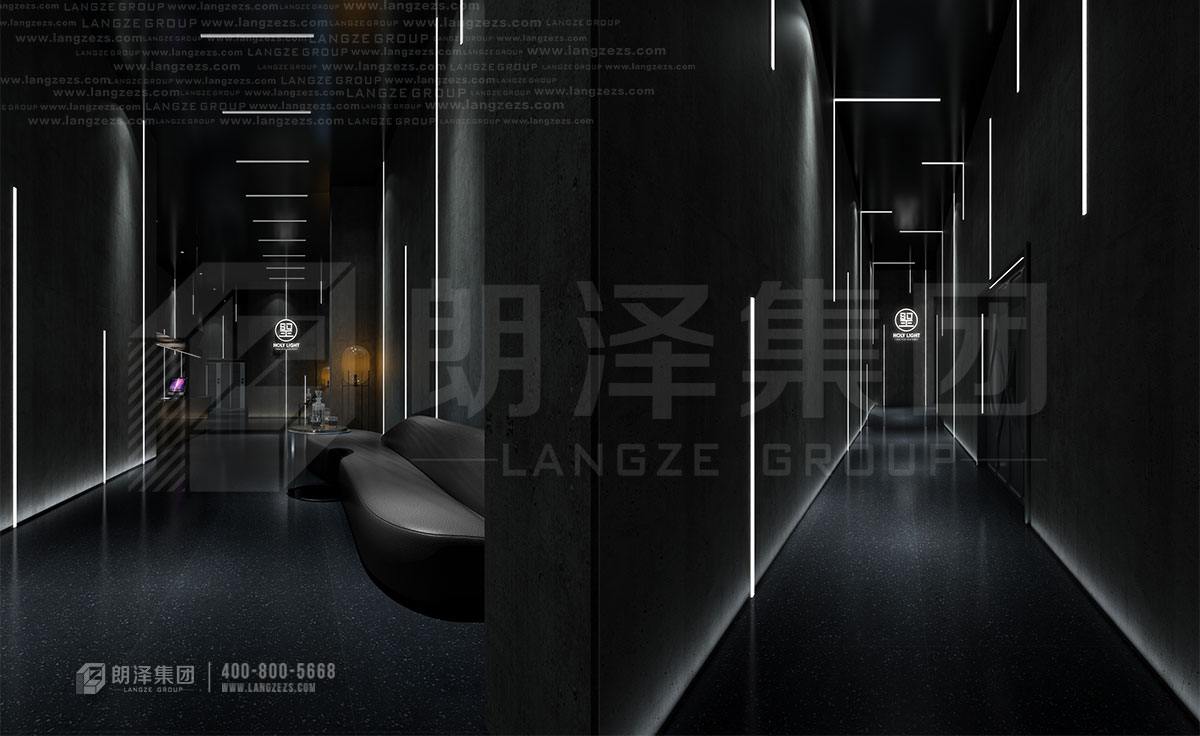 西田圣光酒吧設(shè)計(jì)效果圖（前廳及過(guò)道）